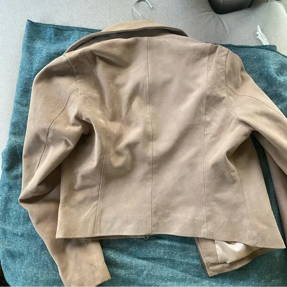 Quince 100% Suede Biker Moto Jacket, Cute! - Picture 3 of 7